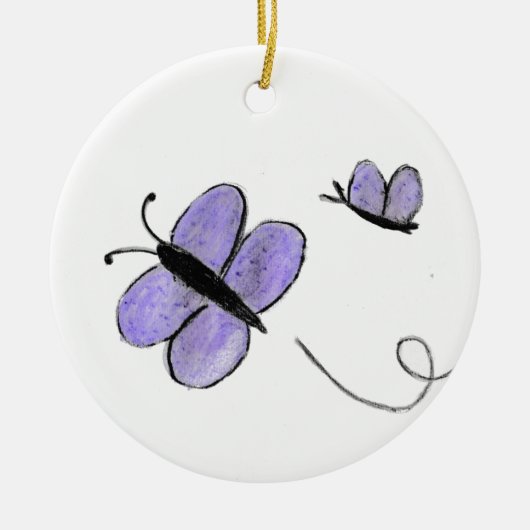 Paarse Butterflies Keramisch Ornament (Voorkant)