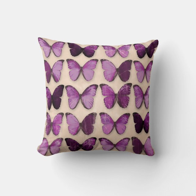 Paarse Butterflies Kussen (Voorkant)
