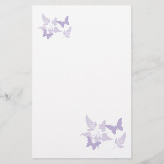 Paarse Butterflies Lavender Ferns Briefpapier (Voorkant)