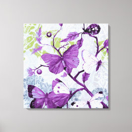 Paarse Butterflies op een filiaal Canvas Afdruk