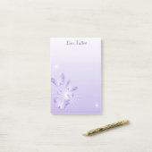 Paarse Butterflies Post It Notes (Op bureau)