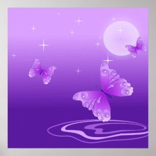Paarse Butterflies Poster
