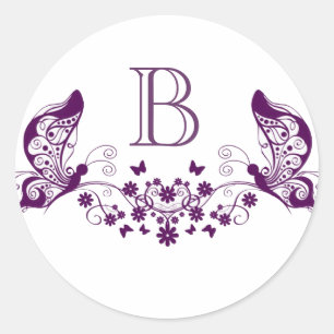 Paarse Butterflies Ronde Sticker