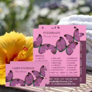 Paarse Butterflies, schoonheidsspecialist, Beauty Visitekaartje