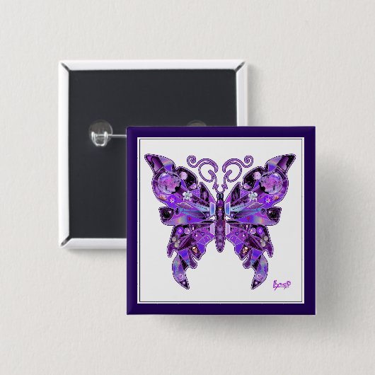Paarse Butterfly 31 Button (Voorkant /achterkant)