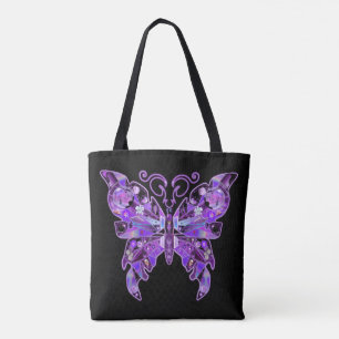 Paarse Butterfly 31 Canvas tas