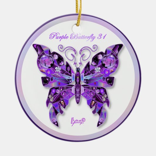 Paarse Butterfly 31 Keramisch Ornament (Voorkant)