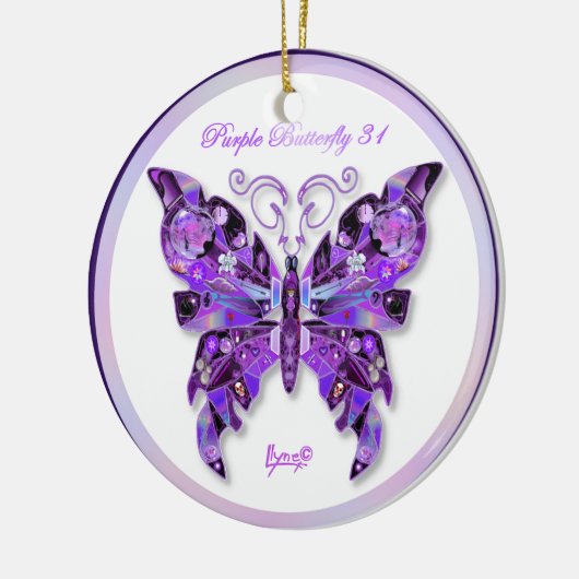Paarse Butterfly 31 Keramisch Ornament (Links)