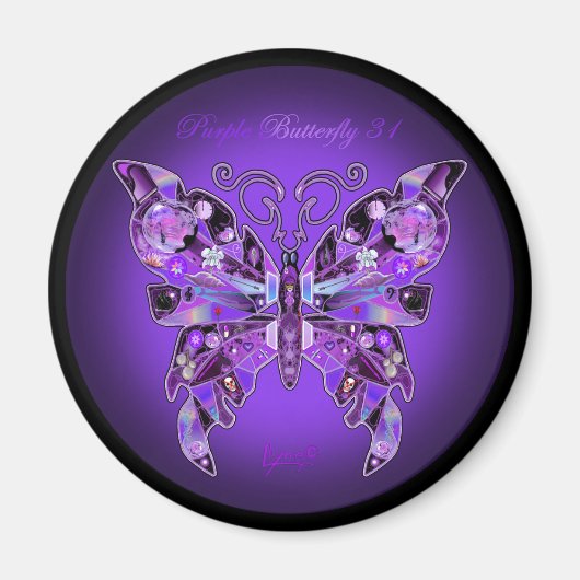 Paarse Butterfly 31 Magnet Magneet (Voorkant)
