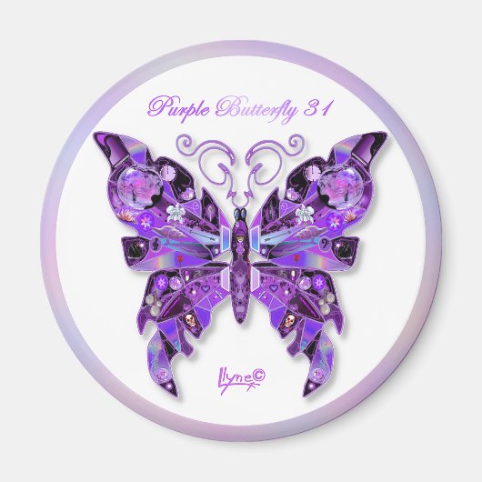 Paarse Butterfly 31 Magnet Magneet (Voorkant)