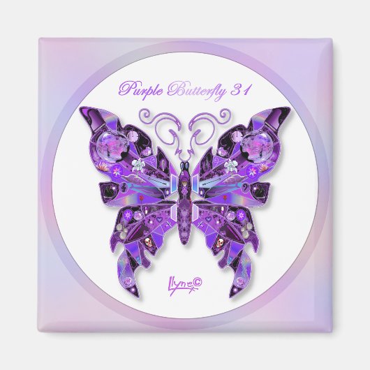 Paarse Butterfly 31 Magnet Magneet (Voorkant)