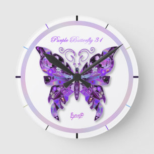 Paarse Butterfly 31  Ronde Klok