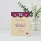 Paarse Butterfly 4x5 Flat Wedding Dank u kaart (Staand voorkant)