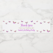 Paarse Butterfly Birthday Party Favor Waterfles Etiket (Enkel label)