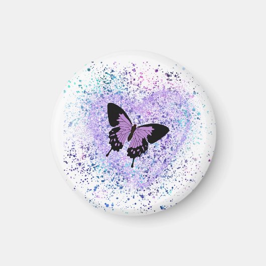 Paarse Butterfly en Paint Magnet Magneet (Voorkant)