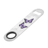 Paarse Butterfly Floral Personalized Bar Key Speed Flessenopener (Achterkant Gekanteld)