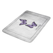 Paarse Butterfly Floral Personalized Bath Mat (Gekanteld)