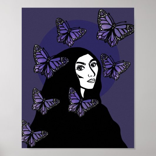 Paarse Butterfly Goddess Poster (Voorkant)