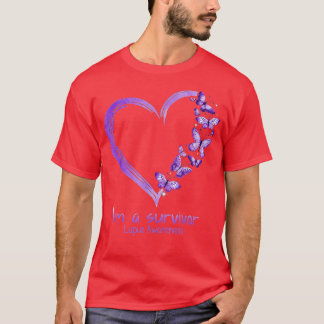 Paarse Butterfly Heart Im a Survivor Lupus Awarene T-shirt