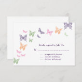 Paarse Butterfly Kisses RSVP (Voorkant / Achterkant)