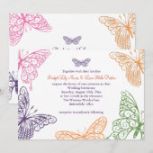 Paarse Butterfly Kisses Wedding Invitation Kaart (Voorkant / Achterkant)