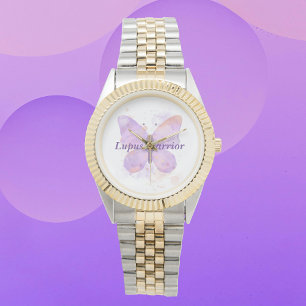 Paarse Butterfly Lupus Warrior Horloge