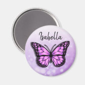  Paarse Butterfly Persoonlijke naam Magneet (Voorkant / Achterkant)