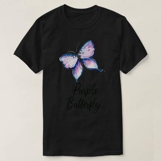 Paarse Butterfly Prachtige illustratie van de wate T-shirt (Design voorkant)