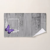 Paarse Butterfly Rustic Personalized Bad Handdoek (Handdoek)