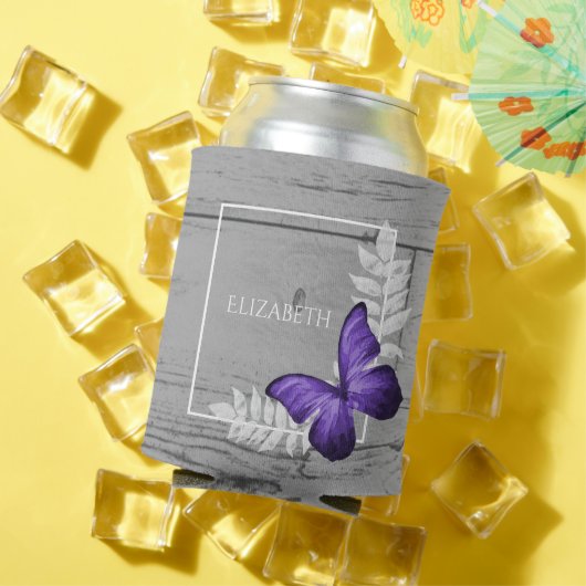 Paarse Butterfly Rustische Koelbox Blikjeskoeler (Insitu Zomer)