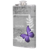 Paarse Butterfly Rustische kolf Heupfles (Links)