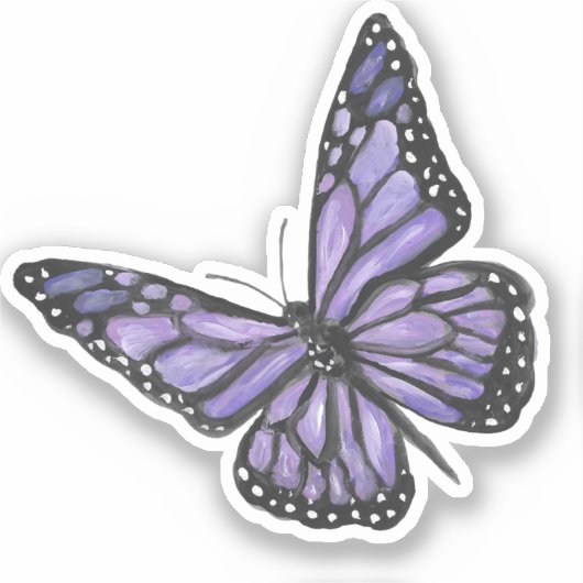 Paarse butterfly vinylSticker Sticker (Voorkant)