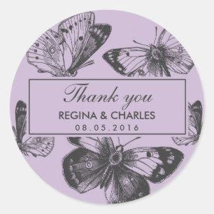  Paarse Butterfly Wedding Dank u Sticker
