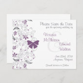 Paarse Butterfly Whimsy sparen de Datum aankondigi Save The Date (Voorkant / Achterkant)