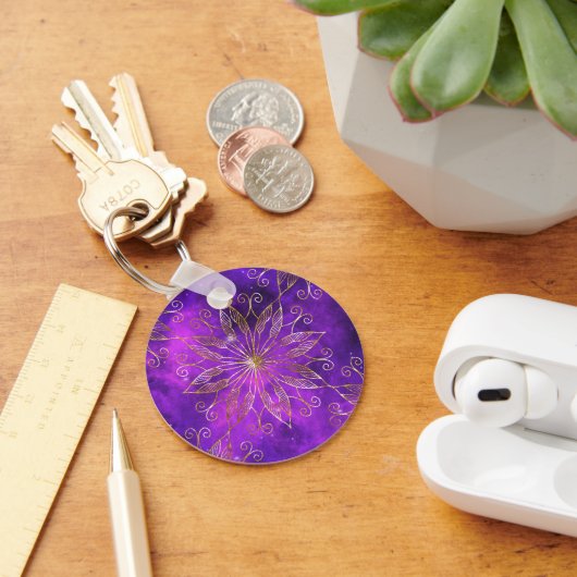 Paarse Button Sleutelhanger (Bureau)