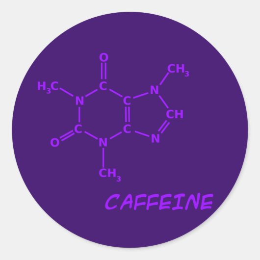 Paarse Caffeine Molecule Sticker (Voorkant)
