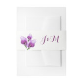 Paarse Calla Lillies Monogram Bloemen Bruiloft Uitnodigingen Wikkel (Voorkant Voorbeeld)