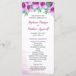 Paarse Calla Lily Bloemen Trouwceremonie Programma
