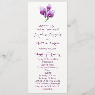 Paarse Calla Lily Bloemen Trouwceremonie Programma