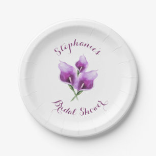 Paarse Calla Lily Bloemen Vrijgezellenfeest Papieren Bordje