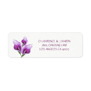 Paarse Calla Lily Bloemen Waterverf Etiket
