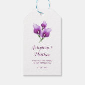 Paarse Calla Lily Floral Monogram bruiloft gunst Cadeaulabel (Voorkant)