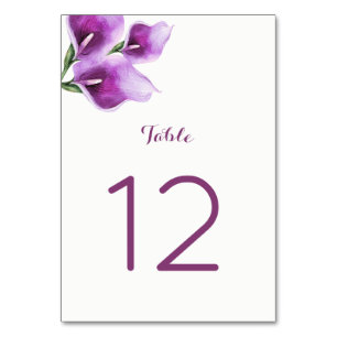 Paarse Calla Lily Tafelnummer Kaarten