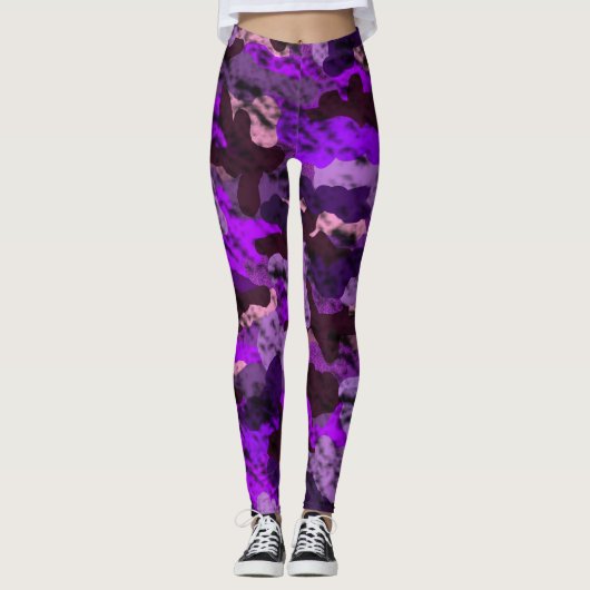 Paarse Camo Dames Leggings (Voorkant)