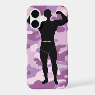 Paarse Camo met Bodybuilder Iphone Case
