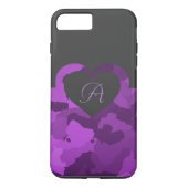 Paarse camo met monogram Case-Mate iPhone case (Achterkant)