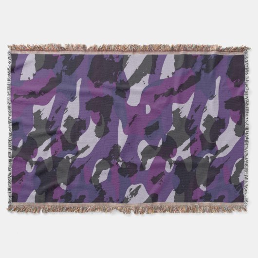 Paarse Camouflage Abstract Deken (Voorkant)