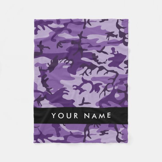Paarse Camouflage Jouw naam personaliseren Fleece Deken (Voorkant)