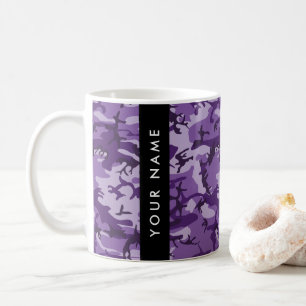 Paarse Camouflage Personaliseer je naam Koffiemok