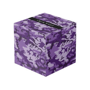 Paarse Camouflage Personaliseer je naam Kubus